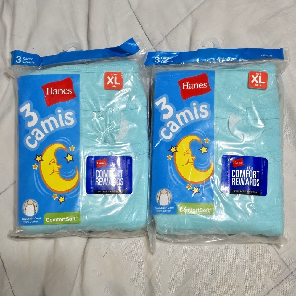 Bundle of TWO   3pk Hanes Girl's Camis XL